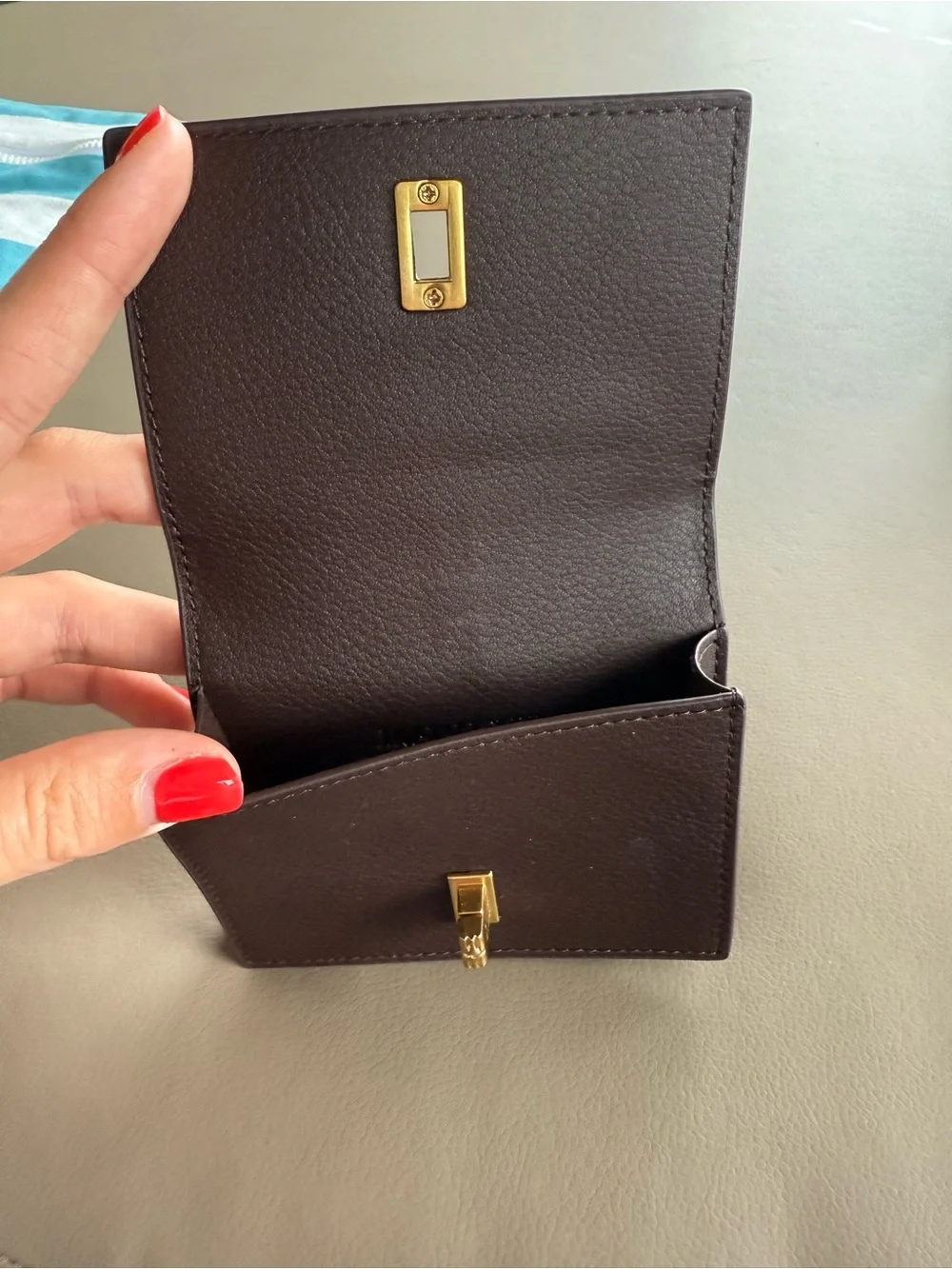 Classic Croc-Embossed Leather Wallet in Dark Brown with Gold Hardware